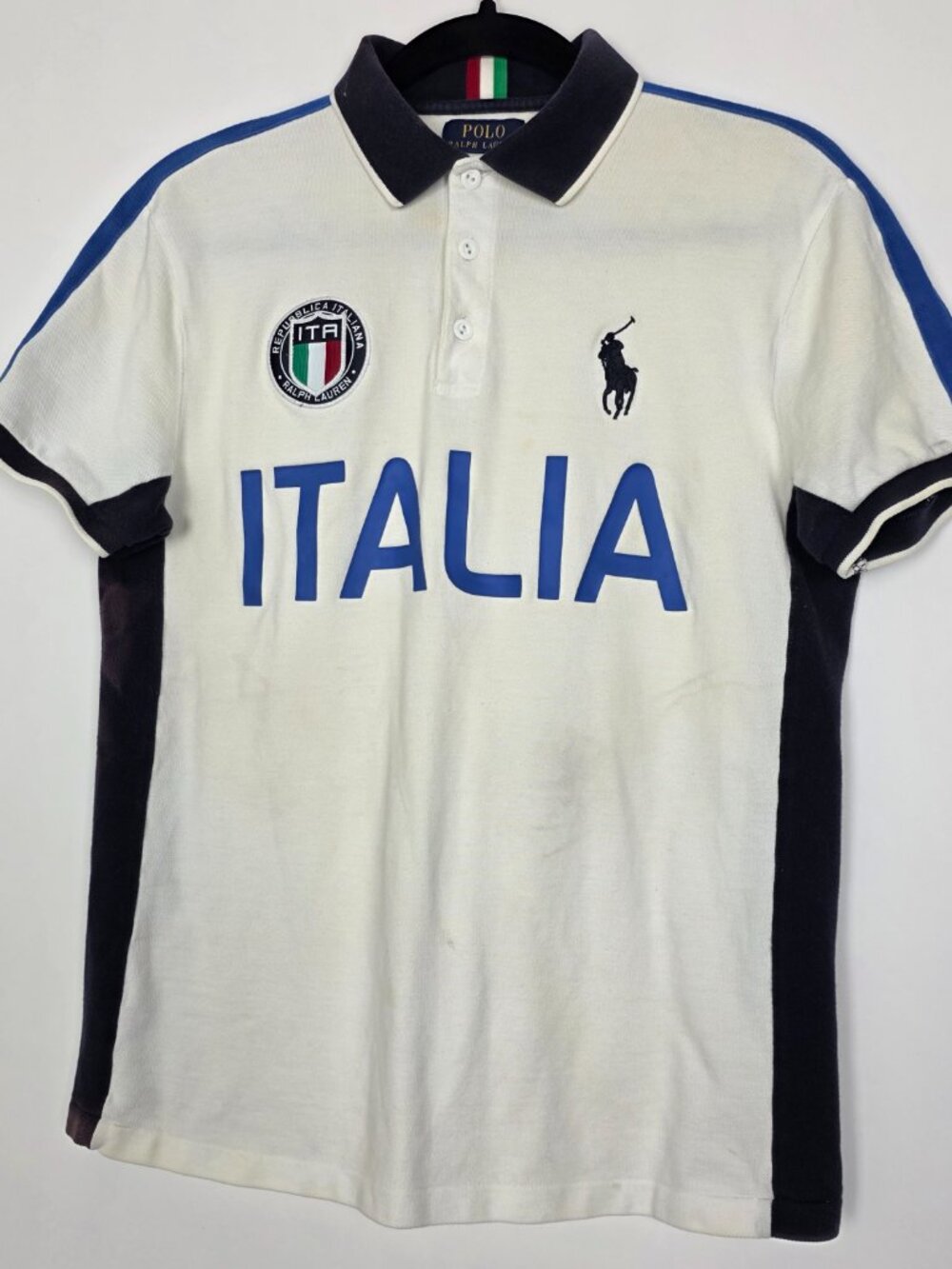 Polo Ralph Lauren Custom Slim Fit Italia Mens Medium Short Sleeve White Shirt